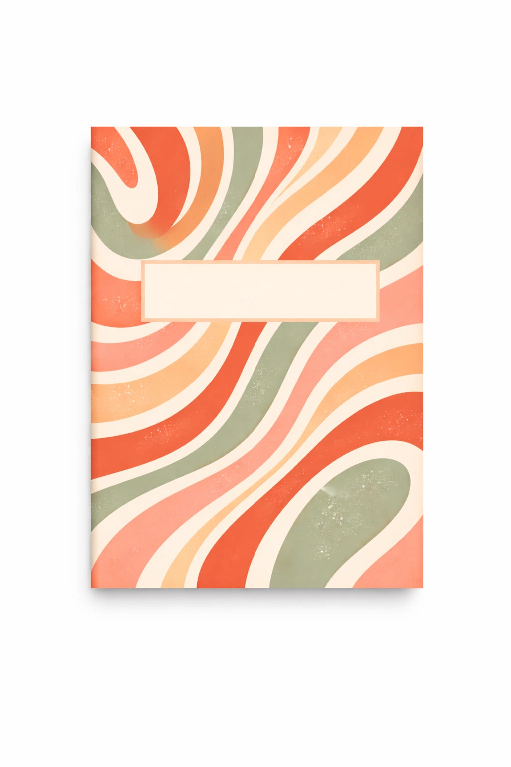 Retro hippie style notebook med vågmönster i korall, aprikos och grön anteckningsbok design