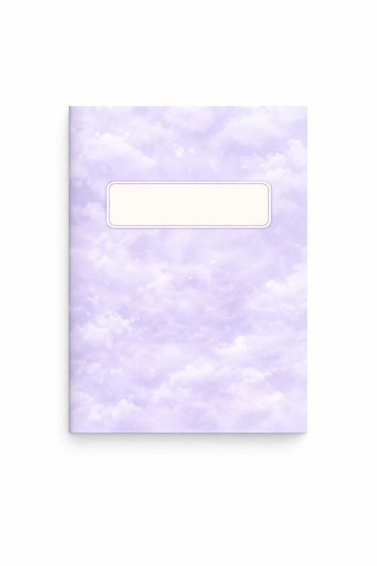 Purple Sky Notebook anteckningsbok i ljus lila design med molnmönster