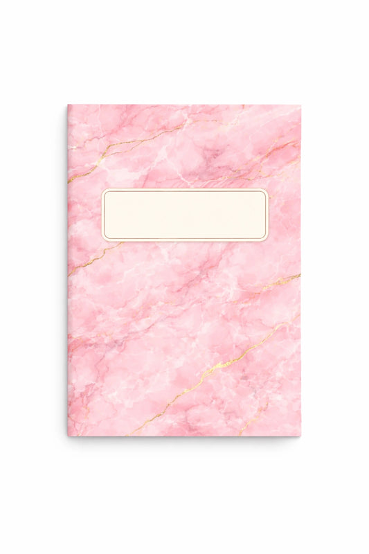 Rose Marble Notebook anteckningsbok i rosa marmordesign med gulddetaljer